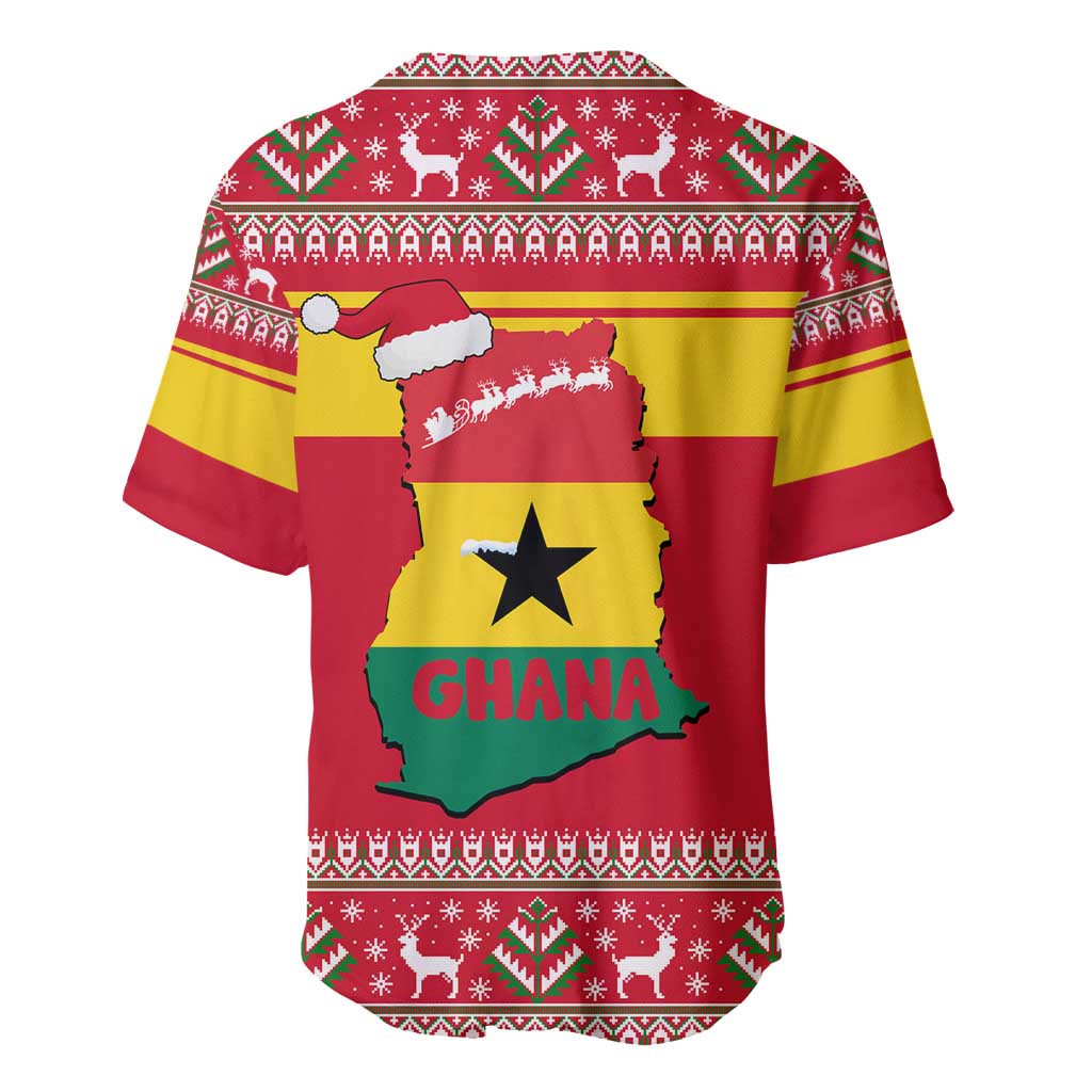 Ghana Christmas Baseball Jersey Monkey Holding Gift Ghana Map and Festive - African Pride