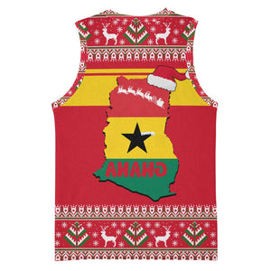 Ghana Christmas Basketball Jersey Monkey Holding Gift Ghana Map and Festive - African Pride
