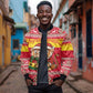 Ghana Christmas Bomber Jacket Monkey Holding Gift Ghana Map and Festive - African Pride