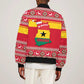 Ghana Christmas Bomber Jacket Monkey Holding Gift Ghana Map and Festive - African Pride