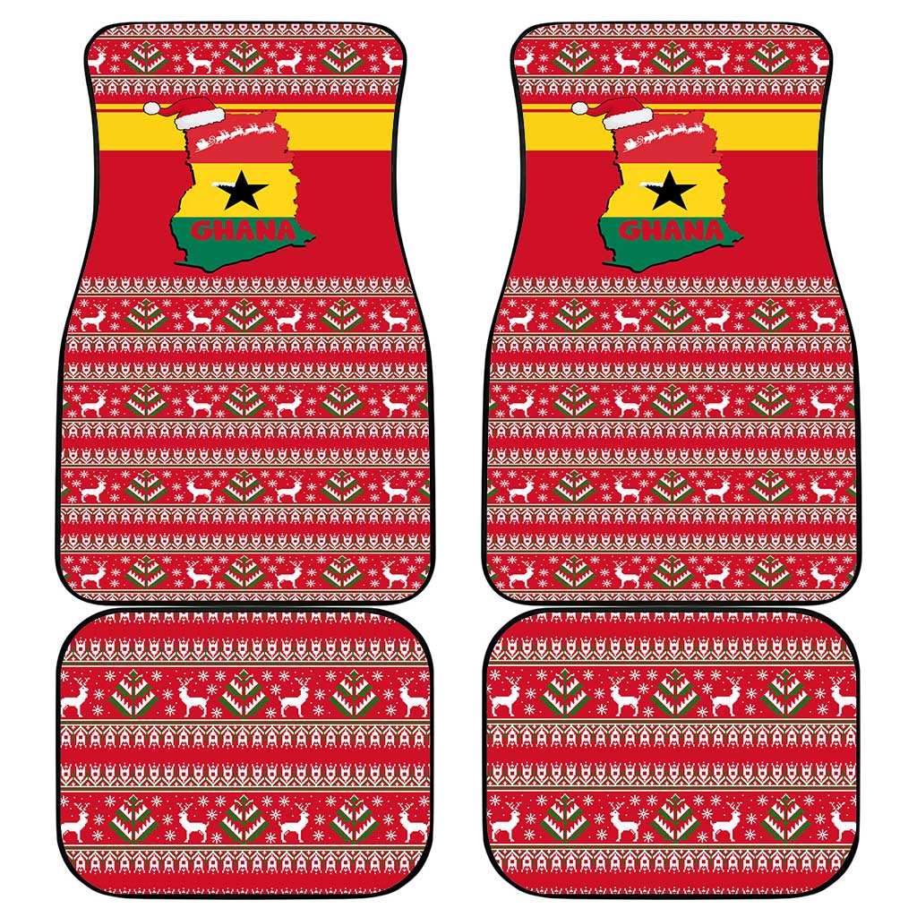 Ghana Christmas Car Mats Monkey Holding Gift Ghana Map and Festive - African Pride