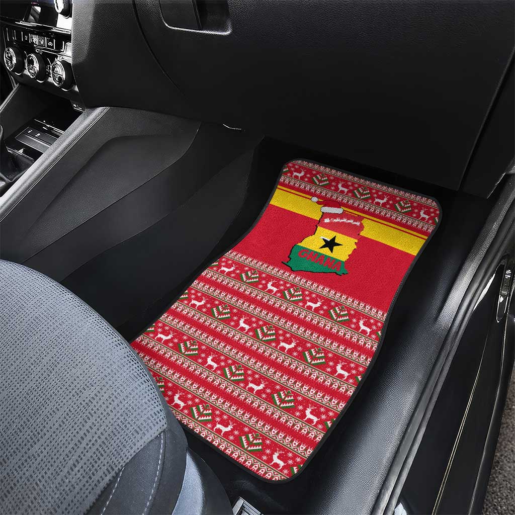Ghana Christmas Car Mats Monkey Holding Gift Ghana Map and Festive - African Pride