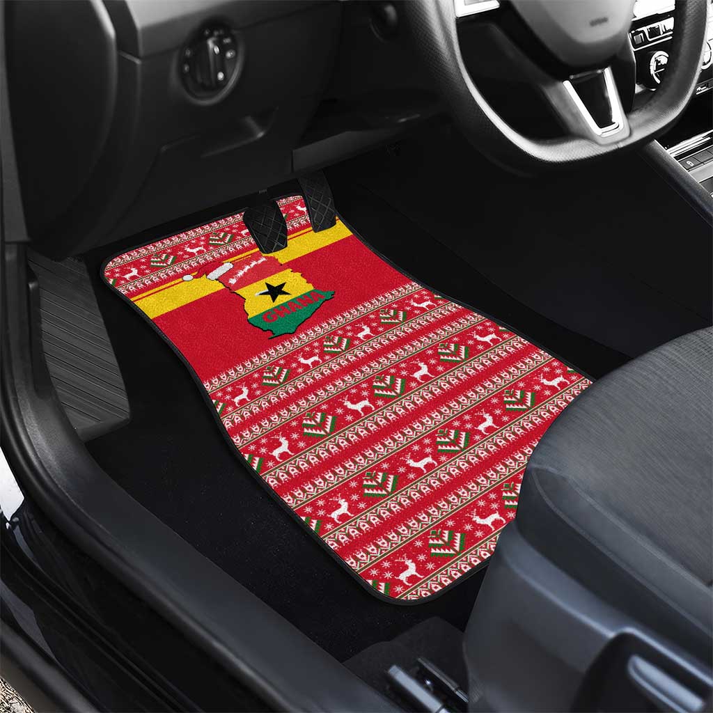 Ghana Christmas Car Mats Monkey Holding Gift Ghana Map and Festive - African Pride