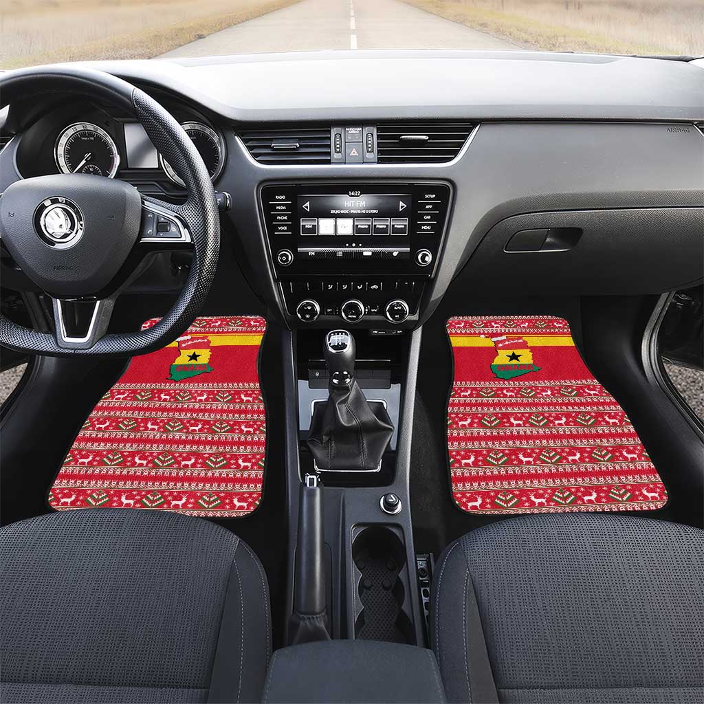 Ghana Christmas Car Mats Monkey Holding Gift Ghana Map and Festive - African Pride