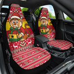 Ghana Christmas Car Seat Cover Monkey Holding Gift Ghana Map and Festive - African Pride