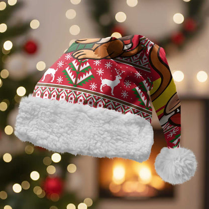Ghana Christmas Santa Hat Monkey Holding Gift Ghana Map and Festive - African Pride