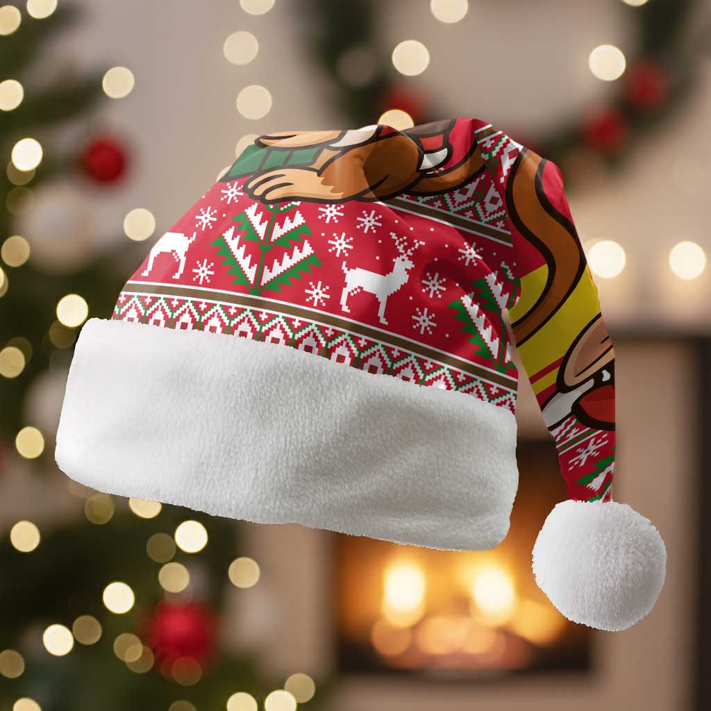 Ghana Christmas Santa Hat Monkey Holding Gift Ghana Map and Festive - African Pride