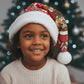 Ghana Christmas Santa Hat Monkey Holding Gift Ghana Map and Festive - African Pride