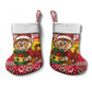Ghana Christmas Stocking Monkey Holding Gift Ghana Map and Festive - African Pride