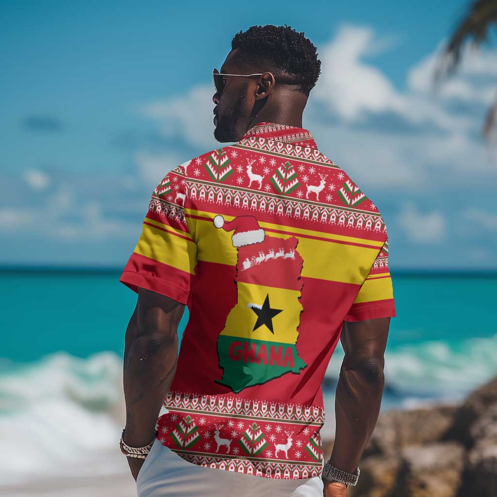Ghana Christmas Hawaiian Shirt Monkey Holding Gift Ghana Map and Festive - African Pride