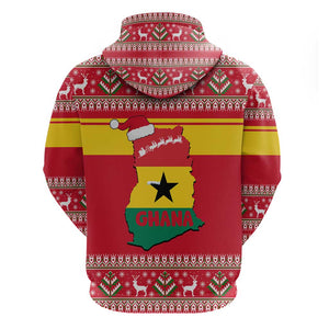 Ghana Christmas Hoodie Monkey Holding Gift Ghana Map and Festive - African Pride
