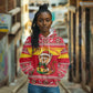 Ghana Christmas Hoodie Monkey Holding Gift Ghana Map and Festive - African Pride