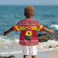 Ghana Christmas Kid Hawaiian Shirt Monkey Holding Gift Ghana Map and Festive - African Pride
