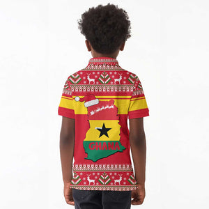 Ghana Christmas Kid Polo Shirt Monkey Holding Gift Ghana Map and Festive - African Pride