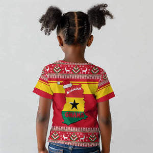 Ghana Christmas Kid T shirt Monkey Holding Gift Ghana Map and Festive - African Pride