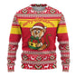 Ghana Christmas Ugly Christmas Sweater Monkey Holding Gift Ghana Map and Festive - African Pride