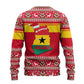 Ghana Christmas Ugly Christmas Sweater Monkey Holding Gift Ghana Map and Festive - African Pride