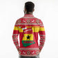 Ghana Christmas Long Sleeve Polo Shirt Monkey Holding Gift Ghana Map and Festive - African Pride