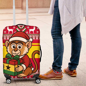 Ghana Christmas Luggage Cover Monkey Holding Gift Ghana Map and Festive - African Pride