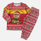 Ghana Christmas Pajama Set Monkey Holding Gift Ghana Map and Festive - African Pride
