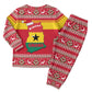 Ghana Christmas Pajama Set Monkey Holding Gift Ghana Map and Festive - African Pride