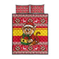 Ghana Christmas Quilt Bed Set Monkey Holding Gift Ghana Map and Festive - African Pride