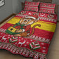 Ghana Christmas Quilt Bed Set Monkey Holding Gift Ghana Map and Festive - African Pride
