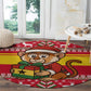Ghana Christmas Round Carpet Monkey Holding Gift Ghana Map and Festive - African Pride