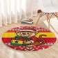 Ghana Christmas Round Carpet Monkey Holding Gift Ghana Map and Festive - African Pride