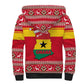 Ghana Christmas Sherpa Hoodie Monkey Holding Gift Ghana Map and Festive - African Pride