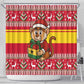 Ghana Christmas Shower Curtain Monkey Holding Gift Ghana Map and Festive - African Pride