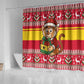 Ghana Christmas Shower Curtain Monkey Holding Gift Ghana Map and Festive - African Pride