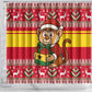 Ghana Christmas Shower Curtain Monkey Holding Gift Ghana Map and Festive - African Pride