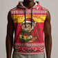 Ghana Christmas Sleeveless Hoodie Monkey Holding Gift Ghana Map and Festive - African Pride