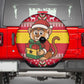 Ghana Christmas Spare Tire Cover Monkey Holding Gift Ghana Map and Festive - African Pride