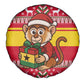Ghana Christmas Spare Tire Cover Monkey Holding Gift Ghana Map and Festive - African Pride