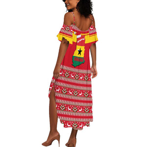 Ghana Christmas Summer Maxi Dress Monkey Holding Gift Ghana Map and Festive - African Pride