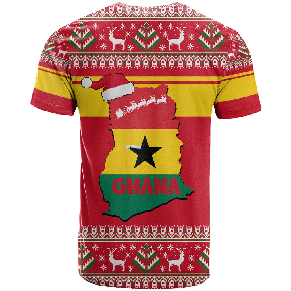 Ghana Christmas T shirt Monkey Holding Gift Ghana Map and Festive - African Pride