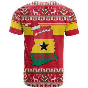 Ghana Christmas T shirt Monkey Holding Gift Ghana Map and Festive - African Pride