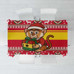 Ghana Christmas Tablecloth Monkey Holding Gift Ghana Map and Festive - African Pride