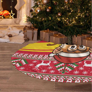 Ghana Christmas Tree Skirt Monkey Holding Gift Ghana Map and Festive - African Pride