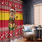 Ghana Christmas Window Curtain Monkey Holding Gift Ghana Map and Festive - African Pride
