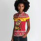Ghana Christmas Women Polo Shirt Monkey Holding Gift Ghana Map and Festive - African Pride