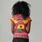 Ghana Christmas Women V-Neck T-Shirt Monkey Holding Gift Ghana Map and Festive - African Pride