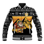 Egypt Christmas Baseball Jacket Pharaoh Santa Pyramids Eye of Horus and Ancient Egyptian - African Pride