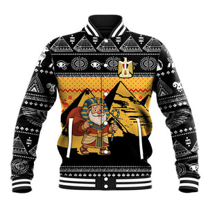 Egypt Christmas Baseball Jacket Pharaoh Santa Pyramids Eye of Horus and Ancient Egyptian - African Pride