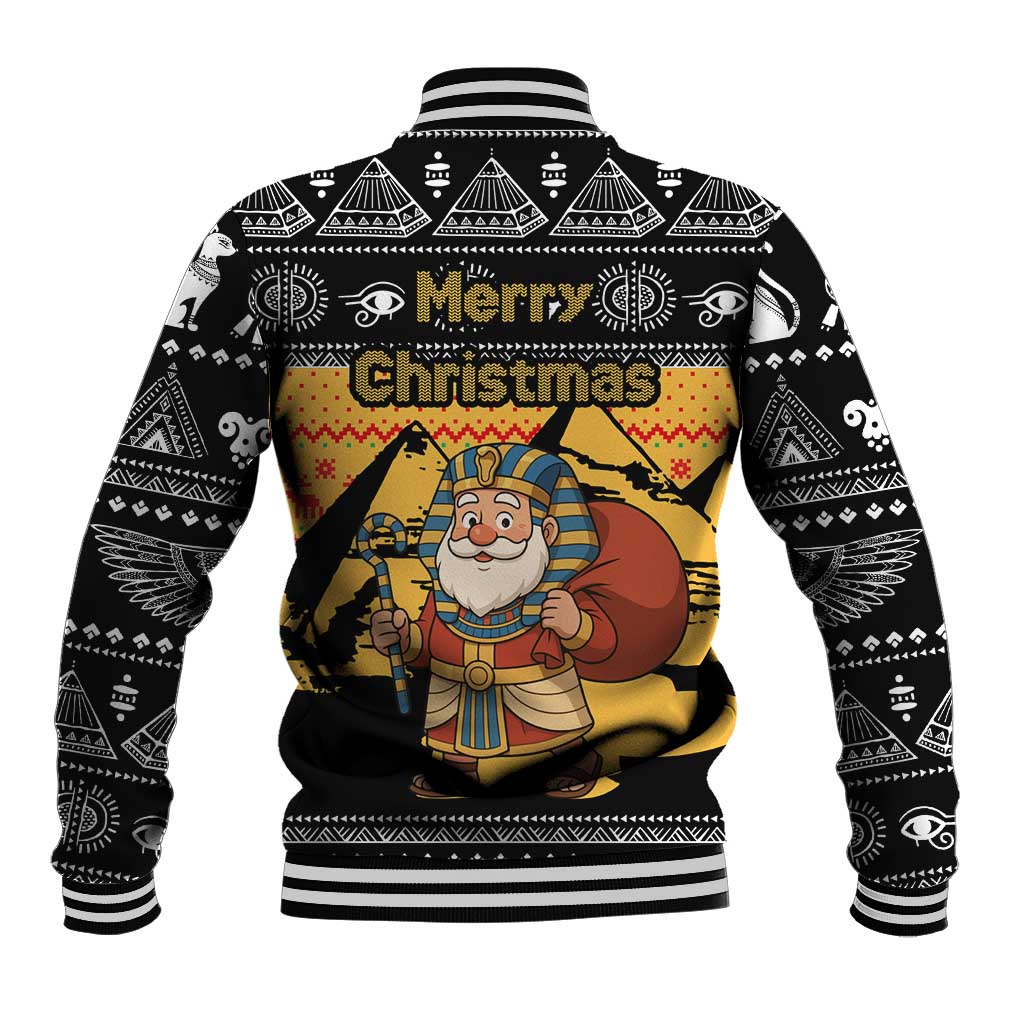 Egypt Christmas Baseball Jacket Pharaoh Santa Pyramids Eye of Horus and Ancient Egyptian - African Pride