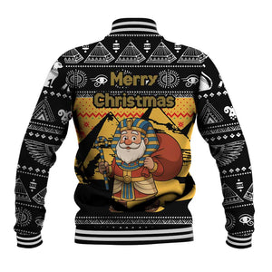 Egypt Christmas Baseball Jacket Pharaoh Santa Pyramids Eye of Horus and Ancient Egyptian - African Pride