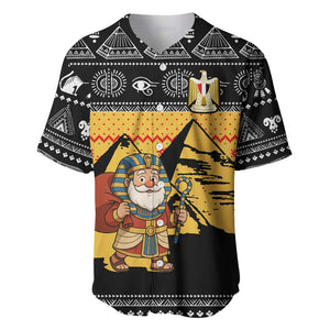 Egypt Christmas Baseball Jersey Pharaoh Santa Pyramids Eye of Horus and Ancient Egyptian - African Pride