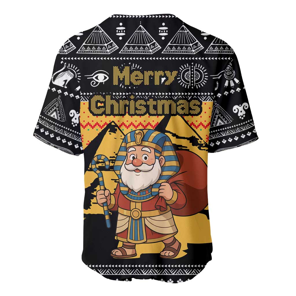 Egypt Christmas Baseball Jersey Pharaoh Santa Pyramids Eye of Horus and Ancient Egyptian - African Pride